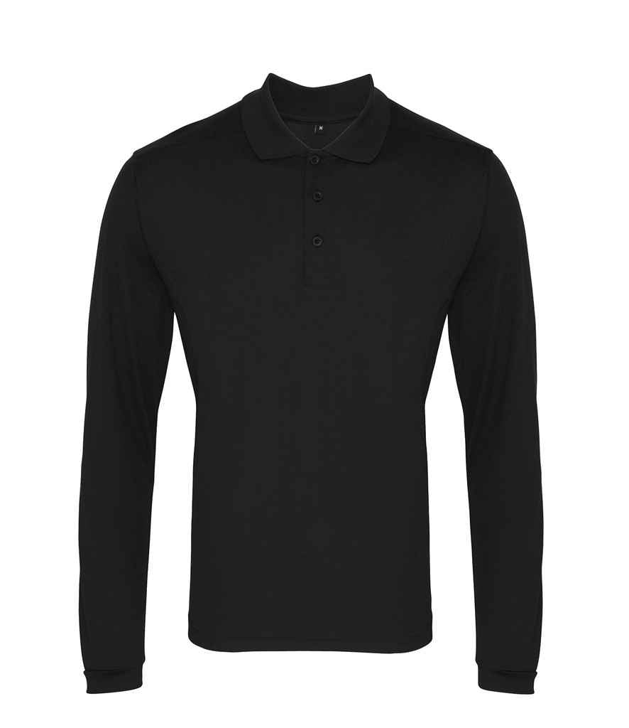 Premier Long Sleeve Coolchecker Pique Polo Shirt in by Premier — Custom branded clothing by Print Press, featuring premium embroidery produced in our specialist print lab in the UK.