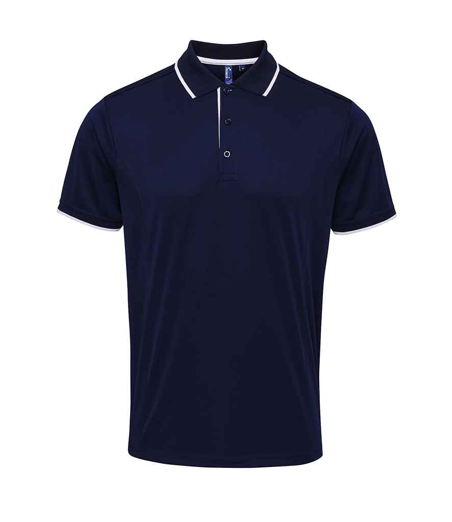 Premier Contrast Coolchecker Pique Polo Shirt in Navy White by Premier — Custom branded clothing by Print Press, featuring premium embroidery produced in our specialist print lab in the UK.