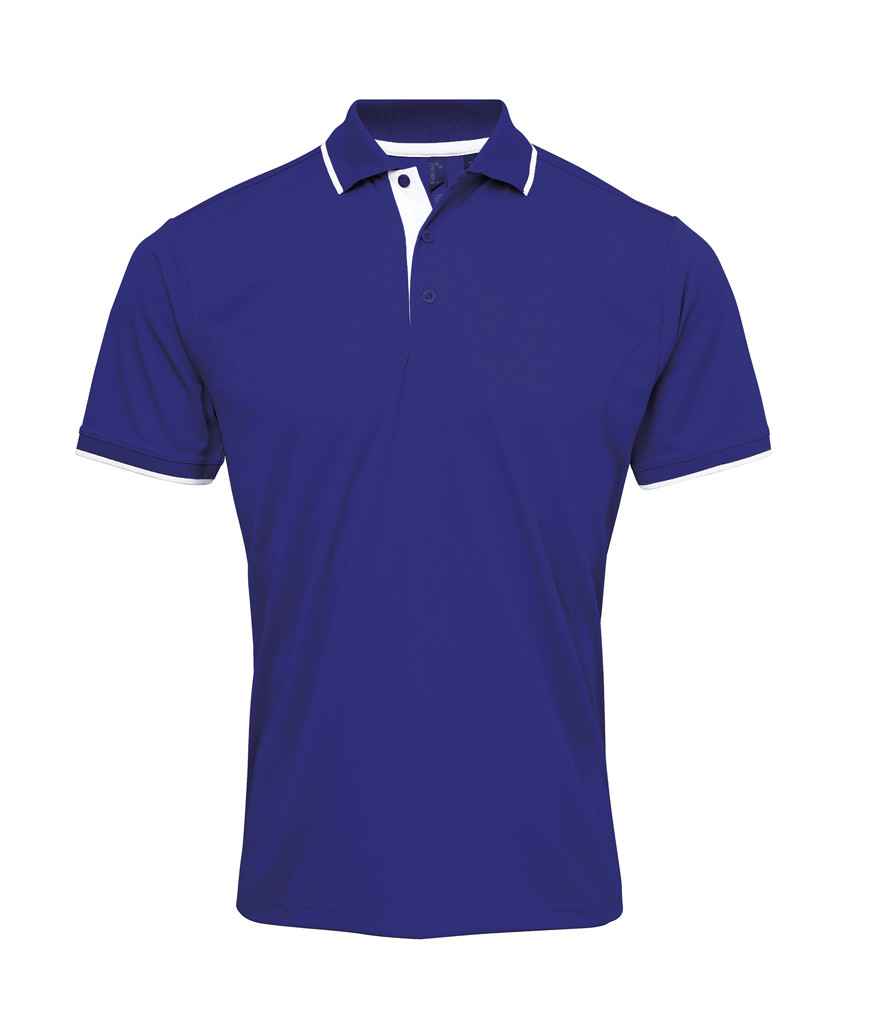 Premier Contrast Coolchecker Pique Polo Shirt in Royal Blue White by Premier — Custom branded clothing by Print Press, featuring premium embroidery produced in our specialist print lab in the UK.