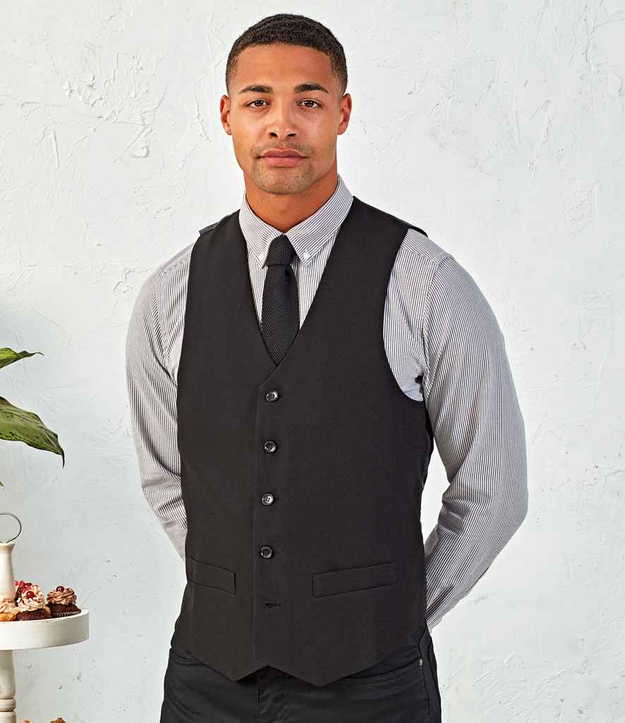 Premier Lined Waistcoat in Black by Premier — Custom branded clothing by Print Press, featuring premium embroidery produced in our specialist print lab in the UK.
