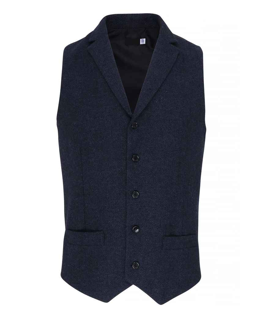 Premier Herringbone Waistcoat in by Premier — Custom branded clothing by Print Press, featuring premium embroidery produced in our specialist print lab in the UK.