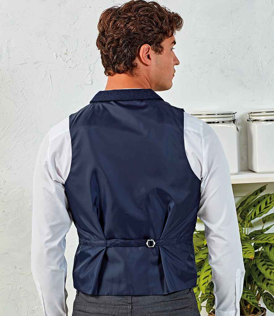 Premier Herringbone Waistcoat in by Premier — Custom branded clothing by Print Press, featuring premium embroidery produced in our specialist print lab in the UK.