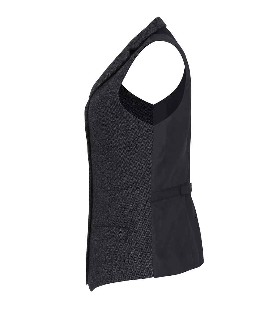 Premier Ladies Herringbone Waistcoat in by Premier — Custom branded clothing by Print Press, featuring premium embroidery produced in our specialist print lab in the UK.