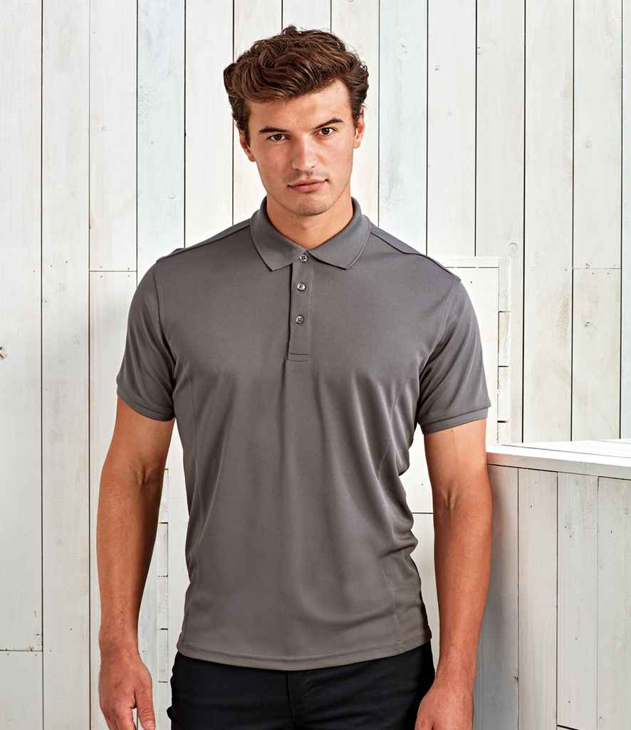 Premier Coolchecker Plus Pique Polo Shirt - (2nd Colours) in Dark Grey by Premier — Custom branded clothing by Print Press, featuring premium embroidery produced in our specialist print lab in the UK.