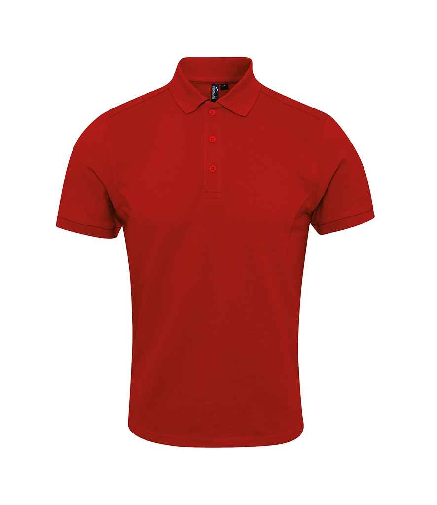 Premier Coolchecker Plus Pique Polo Shirt in Red by Premier — Custom branded clothing by Print Press, featuring premium embroidery produced in our specialist print lab in the UK.