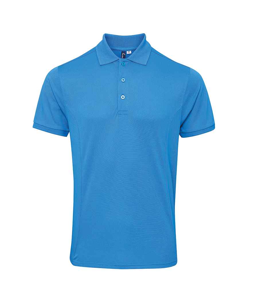 Premier Coolchecker Plus Pique Polo Shirt in Turquoise Blue by Premier — Custom branded clothing by Print Press, featuring premium embroidery produced in our specialist print lab in the UK.