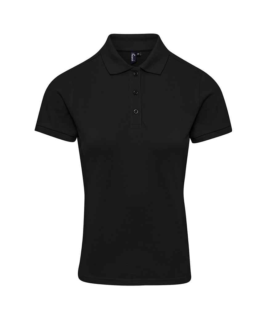 Premier Ladies Coolchecker Plus Pique Polo Shirt in Black by Premier — Custom branded clothing by Print Press, featuring premium embroidery produced in our specialist print lab in the UK.