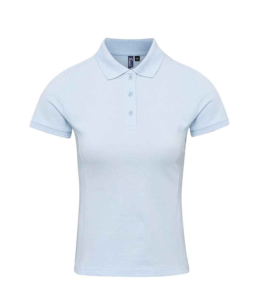 Premier Ladies Coolchecker Plus Pique Polo Shirt in Light Blue by Premier — Custom branded clothing by Print Press, featuring premium embroidery produced in our specialist print lab in the UK.