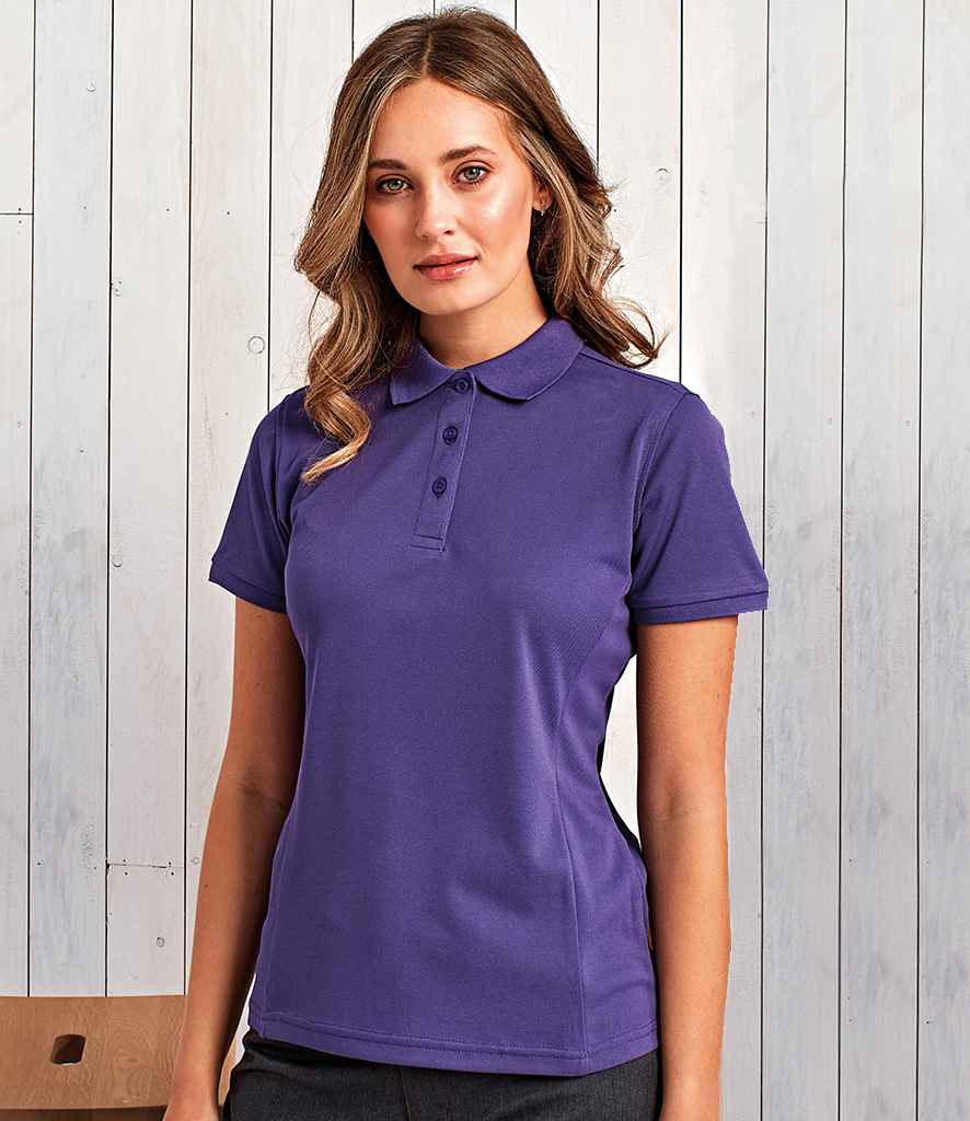 Premier Ladies Coolchecker Plus Pique Polo Shirt in Purple by Premier — Custom branded clothing by Print Press, featuring premium embroidery produced in our specialist print lab in the UK.