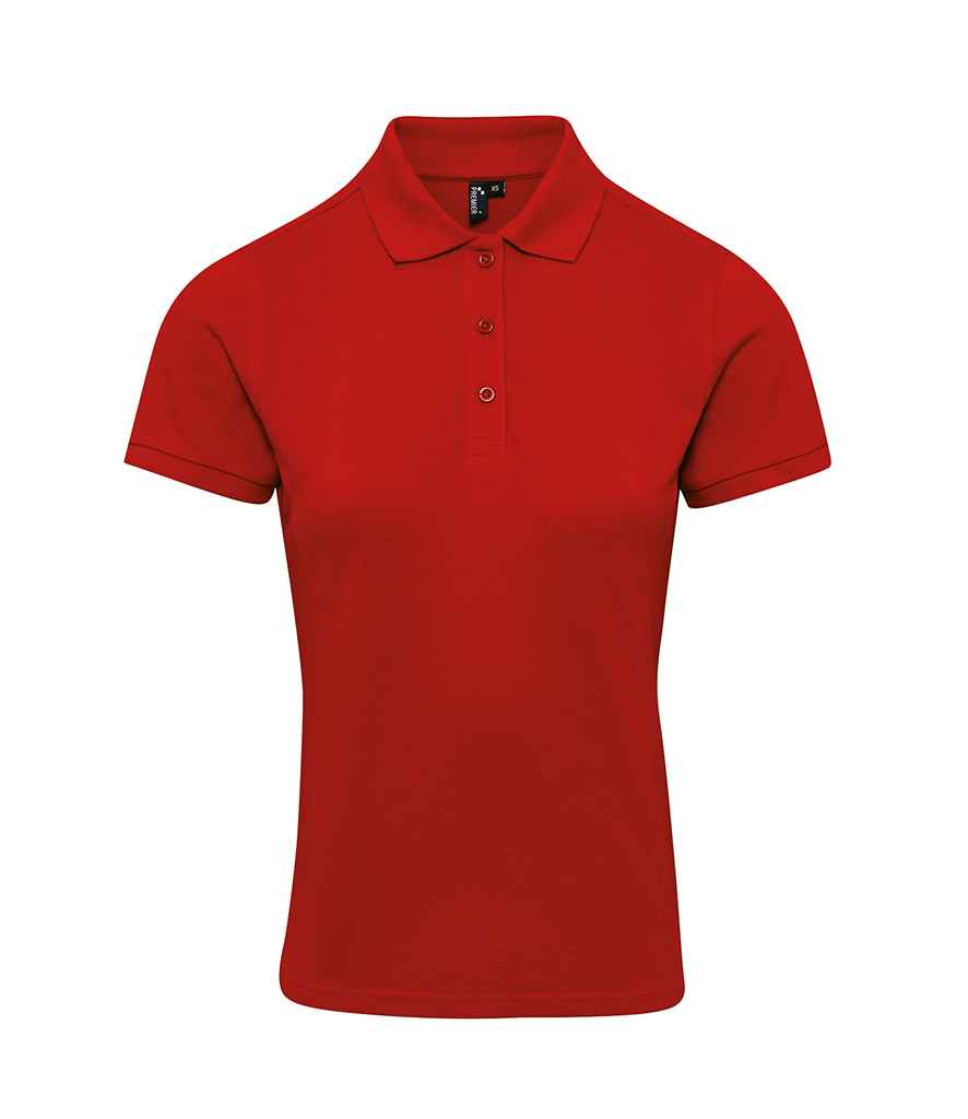 Premier Ladies Coolchecker Plus Pique Polo Shirt in Red by Premier — Custom branded clothing by Print Press, featuring premium embroidery produced in our specialist print lab in the UK.