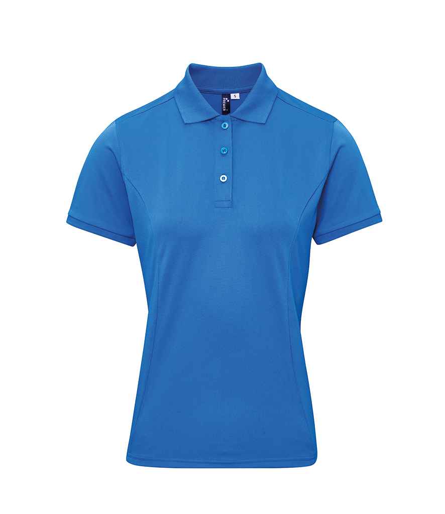 Premier Ladies Coolchecker Plus Pique Polo Shirt in Sapphire Blue by Premier — Custom branded clothing by Print Press, featuring premium embroidery produced in our specialist print lab in the UK.