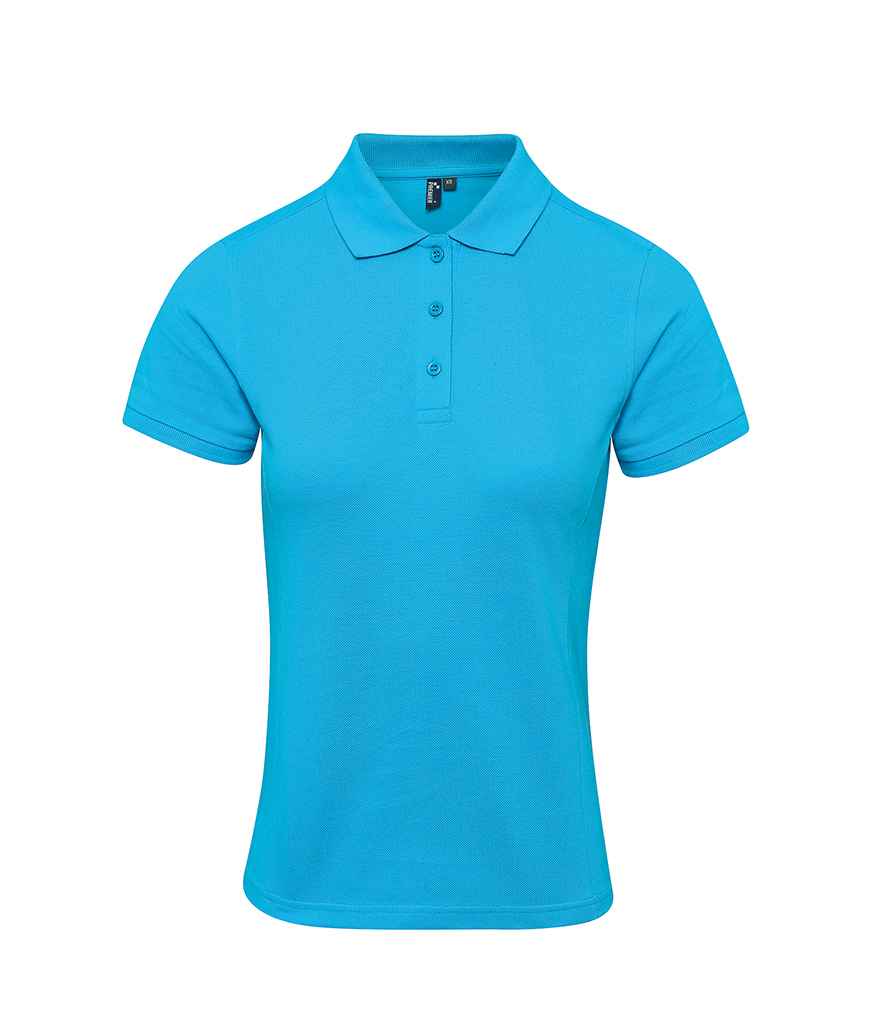Premier Ladies Coolchecker Plus Pique Polo Shirt in Turquoise Blue by Premier — Custom branded clothing by Print Press, featuring premium embroidery produced in our specialist print lab in the UK.