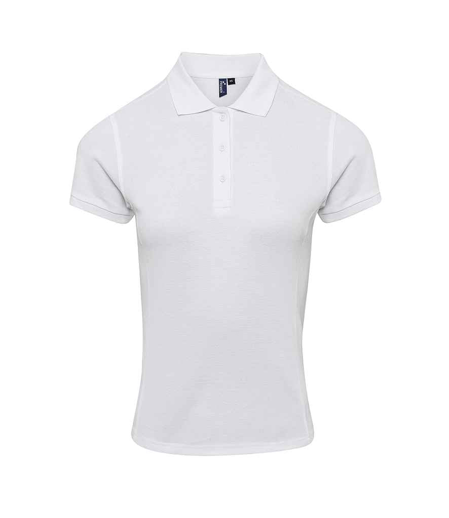 Premier Ladies Coolchecker Plus Pique Polo Shirt in White by Premier — Custom branded clothing by Print Press, featuring premium embroidery produced in our specialist print lab in the UK.