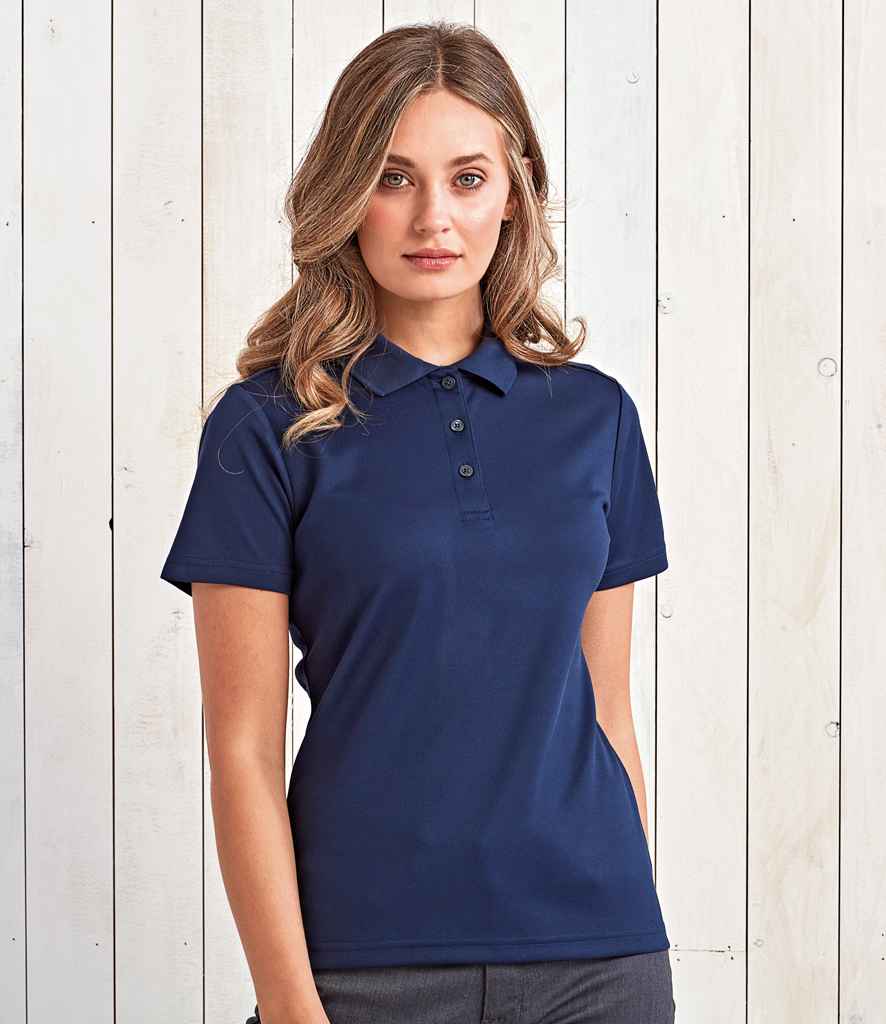 Premier Ladies Spun Dyed Sustainable Polo Shirt in French Navy by Premier — Custom branded clothing by Print Press, featuring premium embroidery produced in our specialist print lab in the UK.