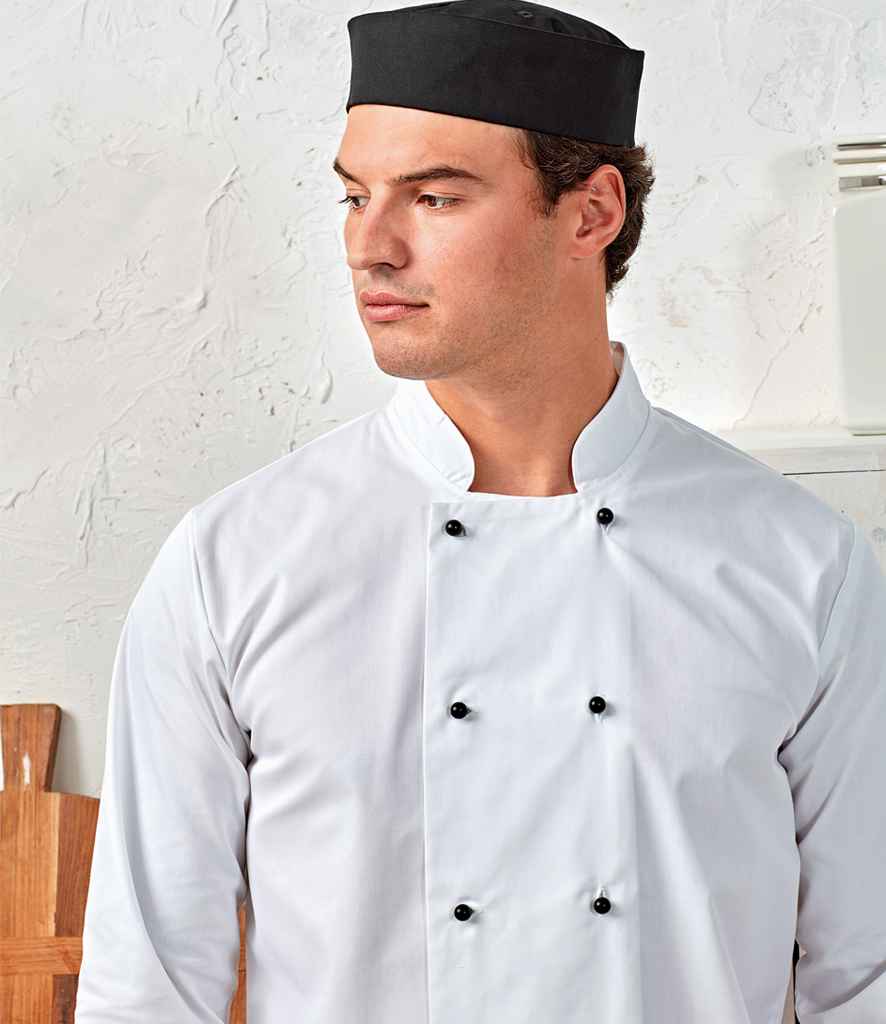 Premier Chef's Jacket Studs in ONE Black by Premier — Custom branded clothing by Print Press, featuring premium embroidery produced in our specialist print lab in the UK.