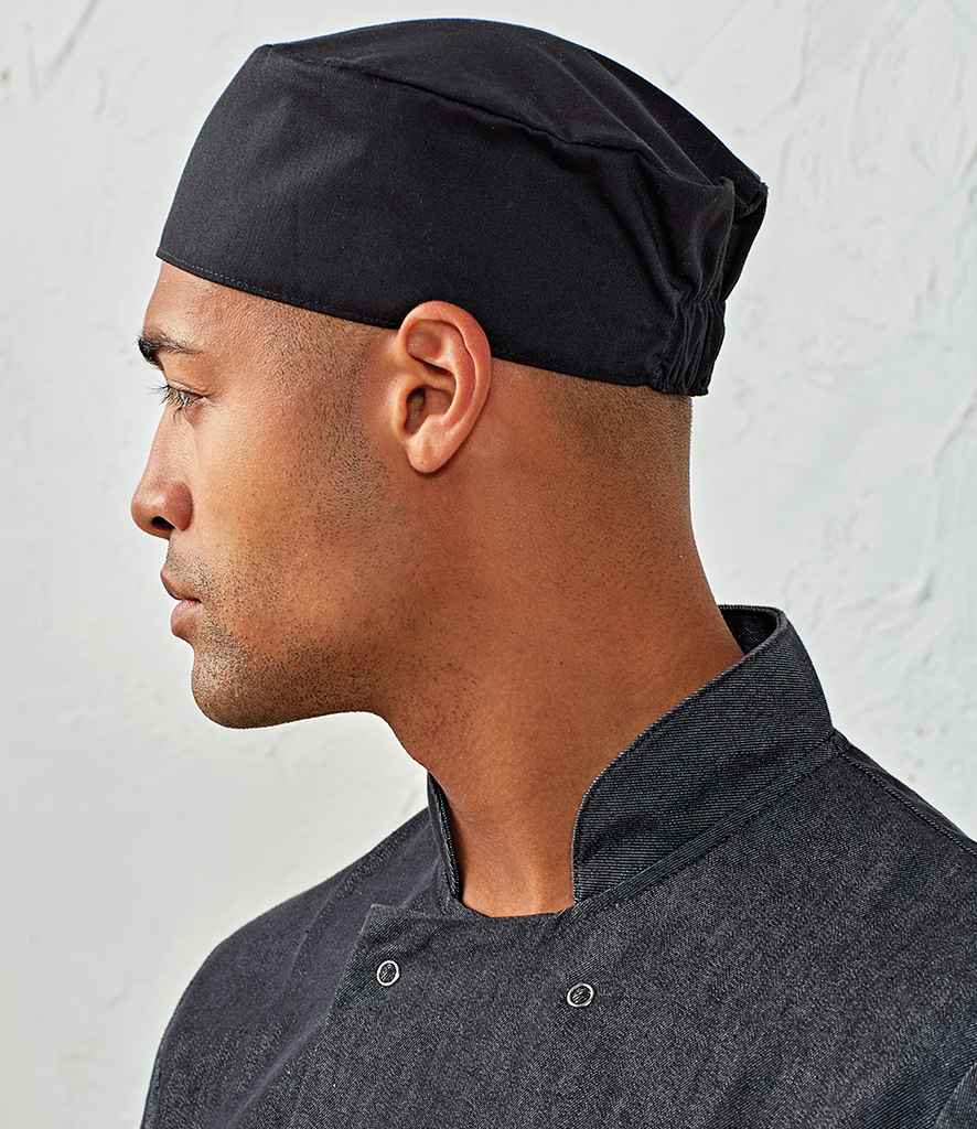 Premier Chef's Skull Cap in ONE Black by Premier — Custom branded clothing by Print Press, featuring premium embroidery produced in our specialist print lab in the UK.