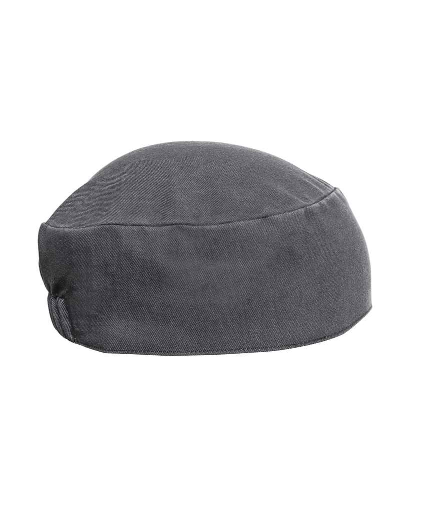 Premier Chef's Skull Cap in ONE Grey Denim by Premier — Custom branded clothing by Print Press, featuring premium embroidery produced in our specialist print lab in the UK.