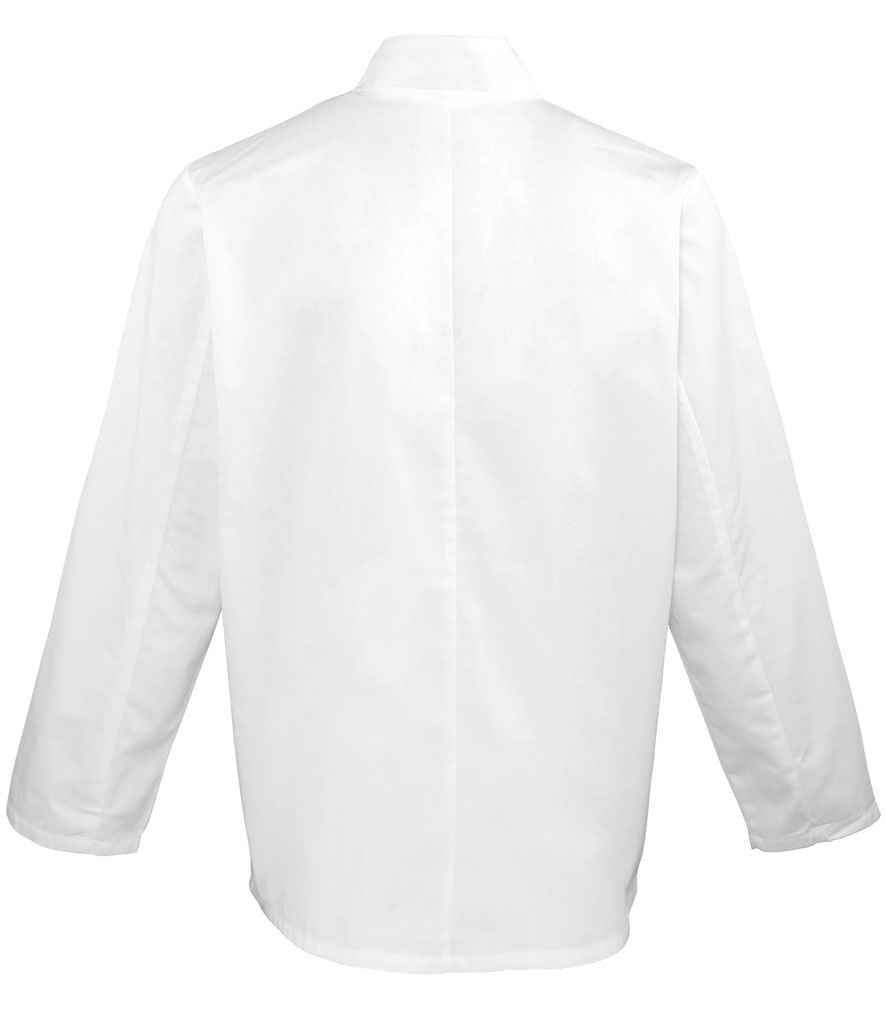 Premier Long Sleeve Chef's Jacket in by Premier — Custom branded clothing by Print Press, featuring premium embroidery produced in our specialist print lab in the UK.