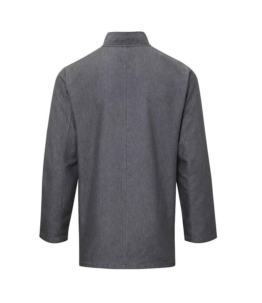 Premier Denim Chef's Jacket in by Premier — Custom branded clothing by Print Press, featuring premium embroidery produced in our specialist print lab in the UK.