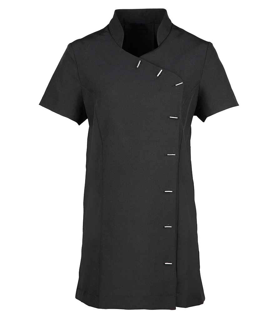 Premier Ladies Orchid Short Sleeve Tunic in Black by Premier — Custom branded clothing by Print Press, featuring premium embroidery produced in our specialist print lab in the UK.
