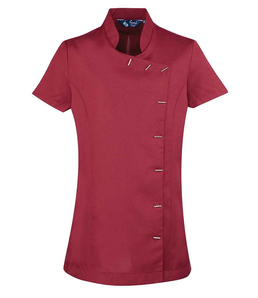 Premier Ladies Orchid Short Sleeve Tunic in Burgundy by Premier — Custom branded clothing by Print Press, featuring premium embroidery produced in our specialist print lab in the UK.