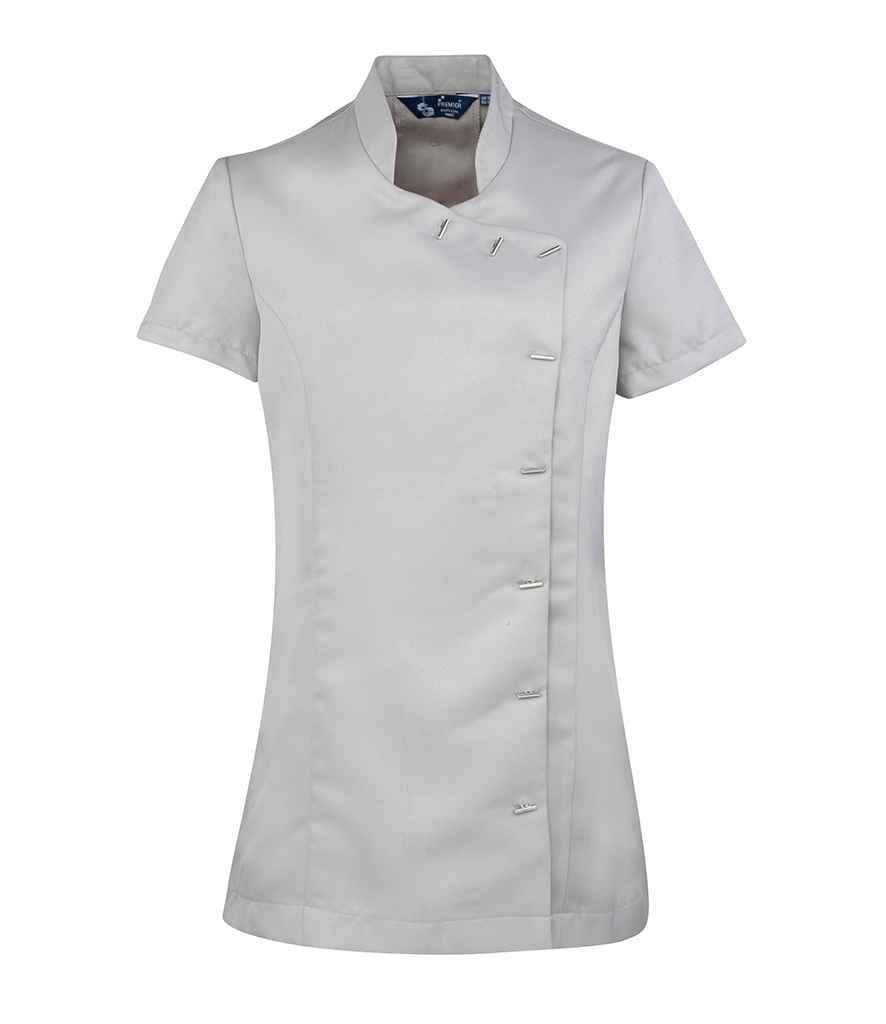 Premier Ladies Orchid Short Sleeve Tunic in Silver by Premier — Custom branded clothing by Print Press, featuring premium embroidery produced in our specialist print lab in the UK.