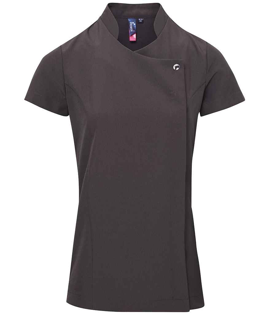 Premier Ladies Blossom Short Sleeve Tunic in Dark Grey by Premier — Custom branded clothing by Print Press, featuring premium embroidery produced in our specialist print lab in the UK.