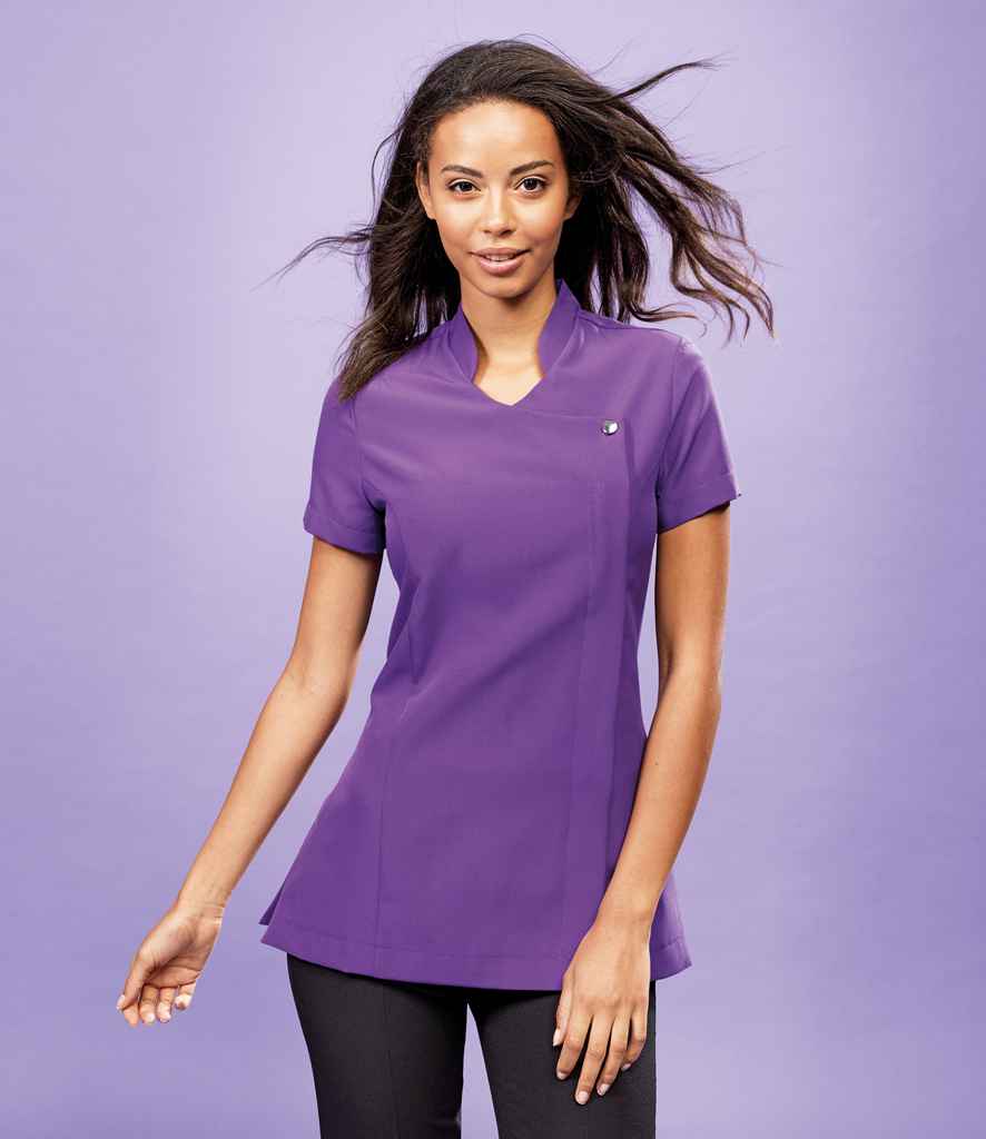 Premier Ladies Blossom Short Sleeve Tunic in Purple by Premier — Custom branded clothing by Print Press, featuring premium embroidery produced in our specialist print lab in the UK.
