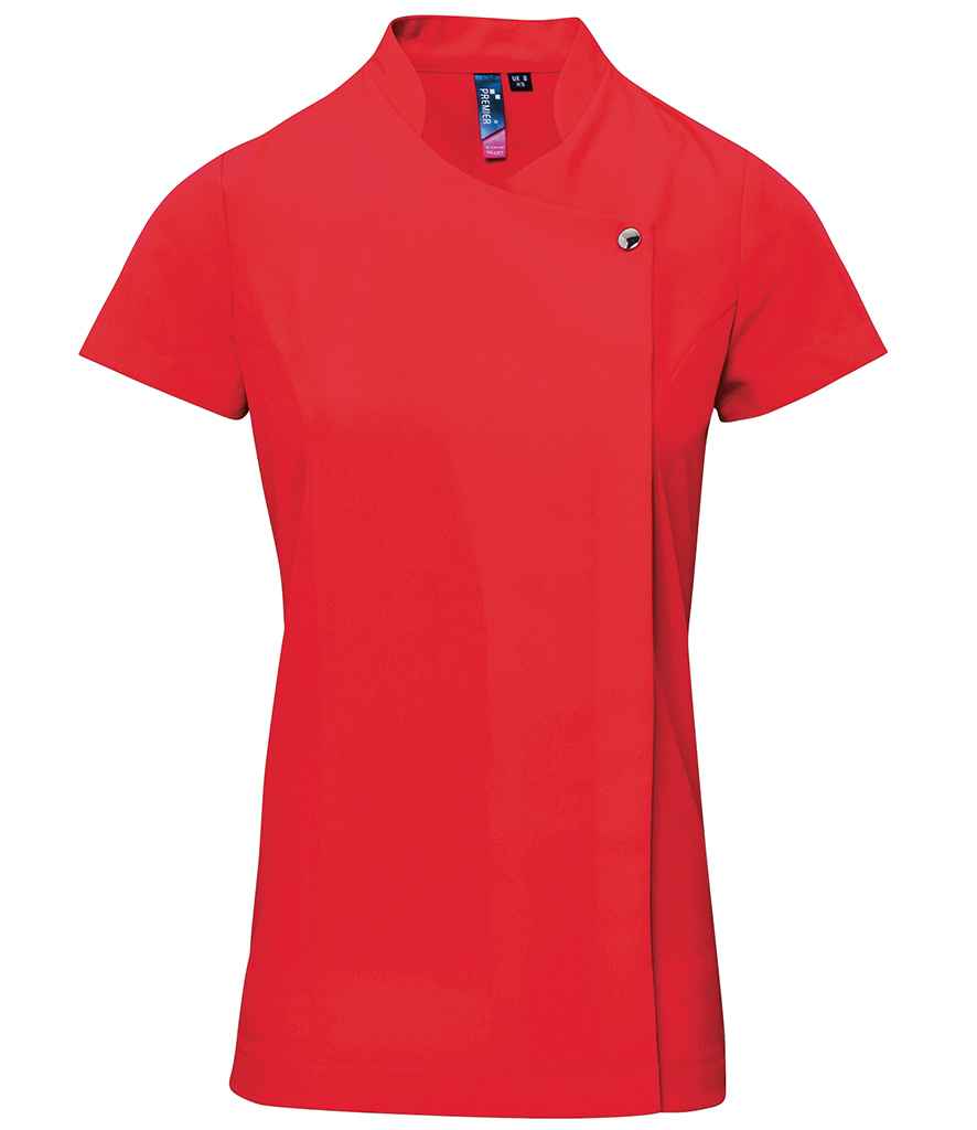 Premier Ladies Blossom Short Sleeve Tunic in Strawberry Red by Premier — Custom branded clothing by Print Press, featuring premium embroidery produced in our specialist print lab in the UK.