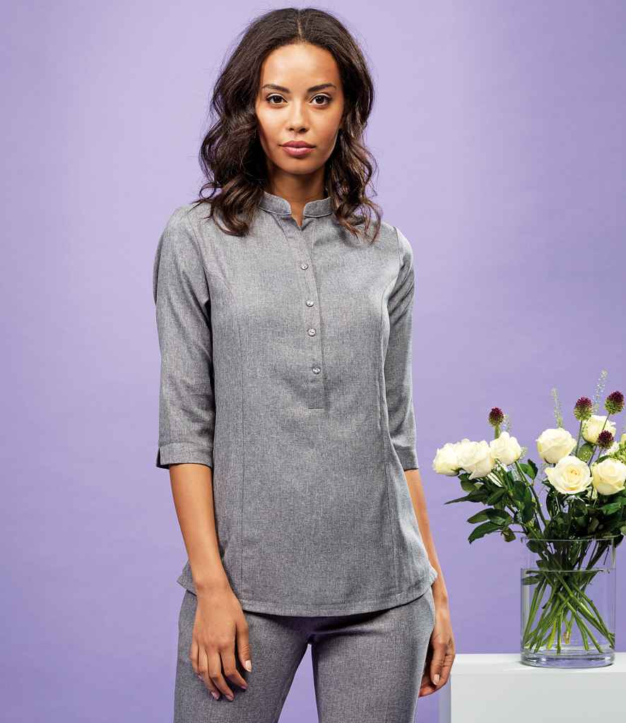 Premier Ladies Verbena Tunic in Heather Grey by Premier — Custom branded clothing by Print Press, featuring premium embroidery produced in our specialist print lab in the UK.