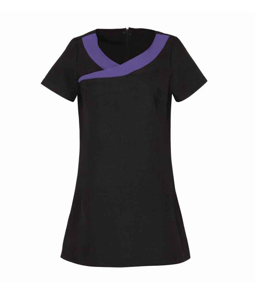 Premier Ladies Ivy Short Sleeve Tunic in Black Purple by Premier — Custom branded clothing by Print Press, featuring premium embroidery produced in our specialist print lab in the UK.