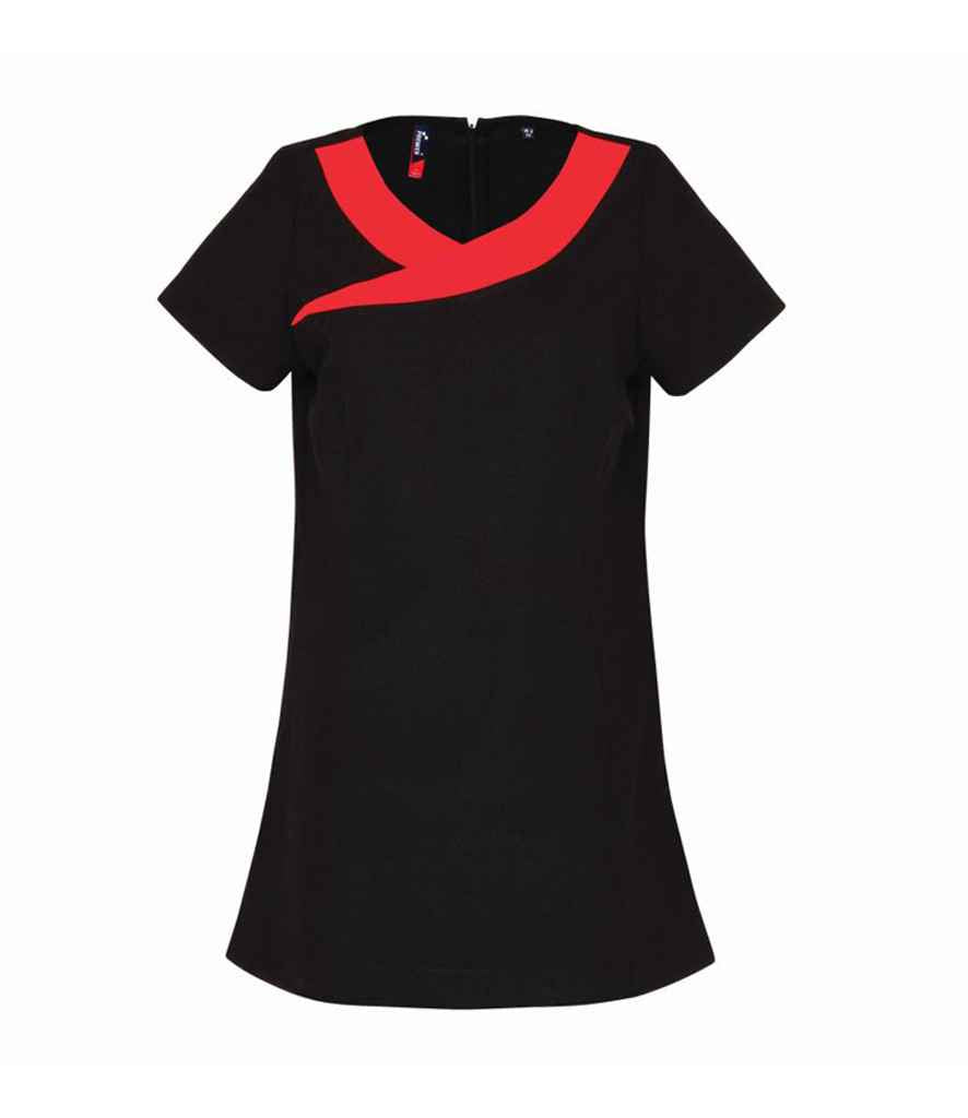 Premier Ladies Ivy Short Sleeve Tunic in Black Strawberry Red by Premier — Custom branded clothing by Print Press, featuring premium embroidery produced in our specialist print lab in the UK.