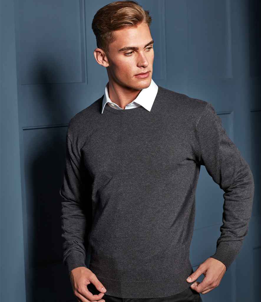 Premier Cotton Rich Crew Neck Sweater in Charcoal by Premier — Custom branded clothing by Print Press, featuring premium embroidery produced in our specialist print lab in the UK.