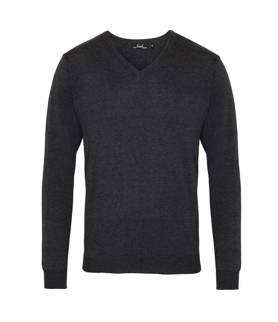 Premier Knitted Cotton Acrylic V Neck Sweater in Charcoal by Premier — Custom branded clothing by Print Press, featuring premium embroidery produced in our specialist print lab in the UK.