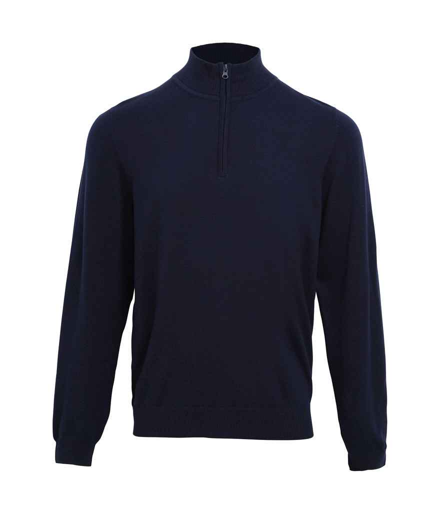 Premier Zip Neck Sweater in by Premier — Custom branded clothing by Print Press, featuring premium embroidery produced in our specialist print lab in the UK.