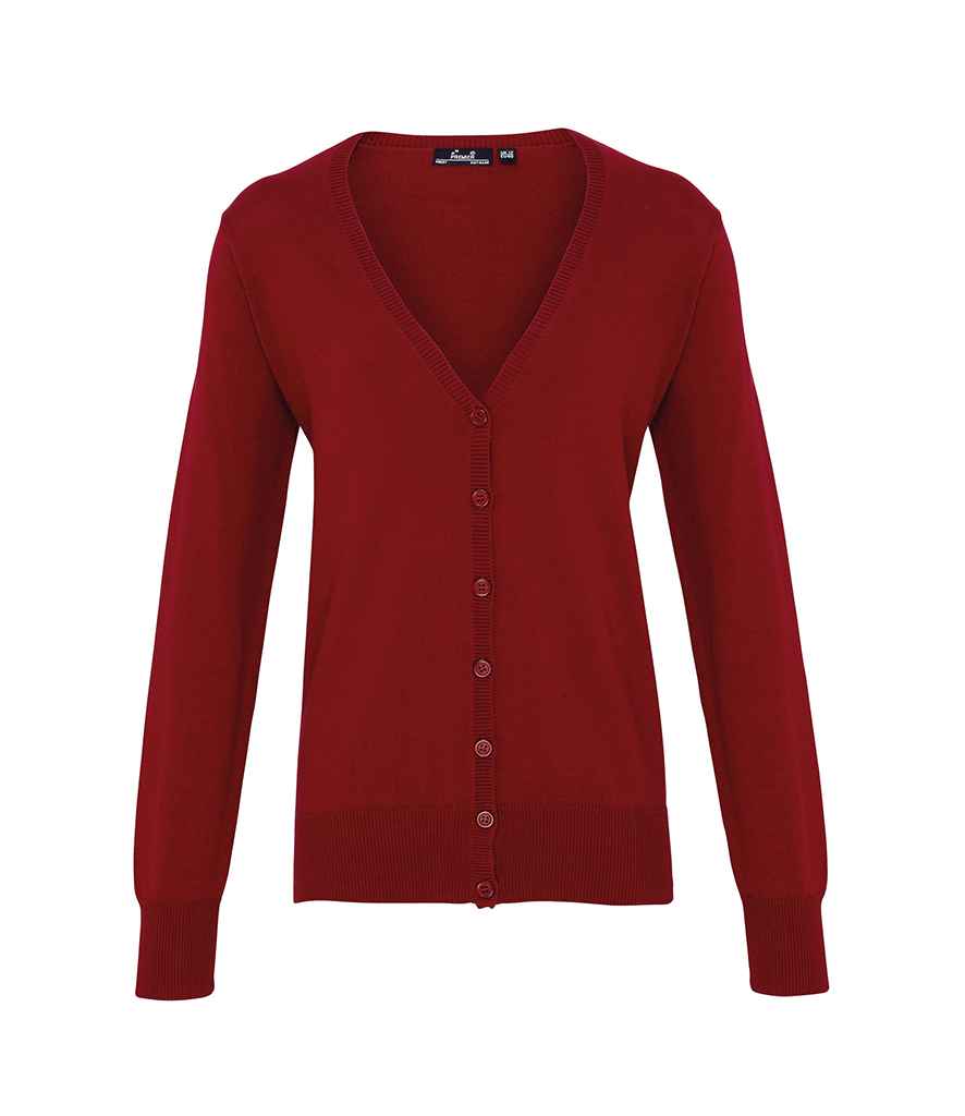 Premier Ladies Cotton Acrylic V Neck Cardigan in by Premier — Custom branded clothing by Print Press, featuring premium embroidery produced in our specialist print lab in the UK.