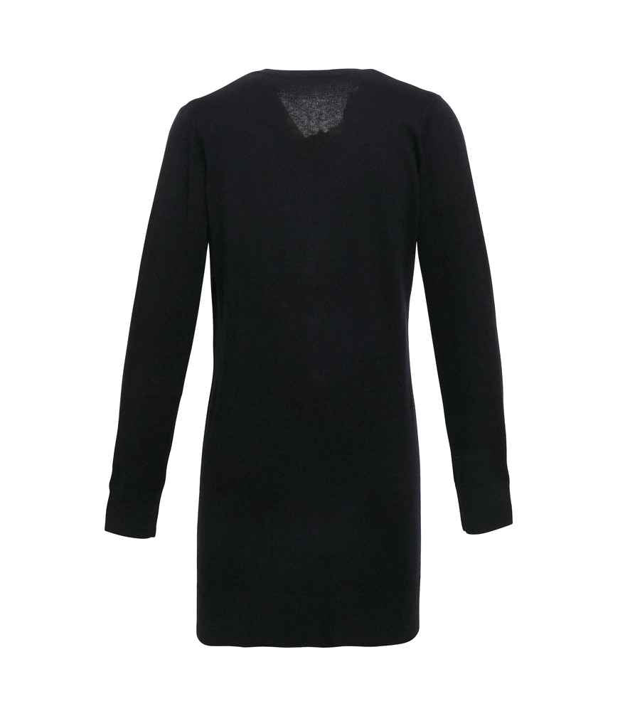 Premier Ladies Longline V Neck Cardigan in by Premier — Custom branded clothing by Print Press, featuring premium embroidery produced in our specialist print lab in the UK.