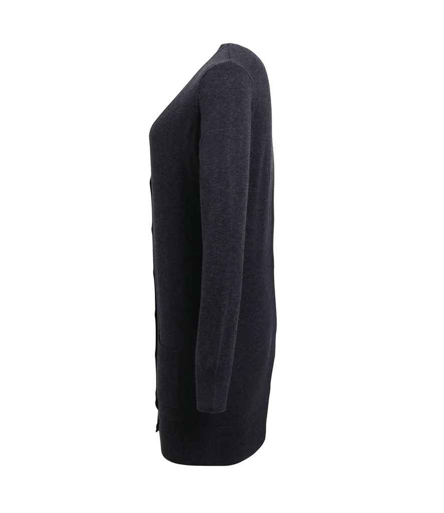 Premier Ladies Longline V Neck Cardigan in by Premier — Custom branded clothing by Print Press, featuring premium embroidery produced in our specialist print lab in the UK.