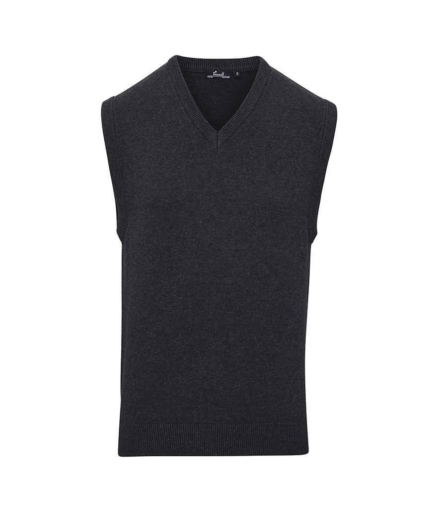 Premier Sleeveless Cotton Acrylic V Neck Sweater in by Premier — Custom branded clothing by Print Press, featuring premium embroidery produced in our specialist print lab in the UK.