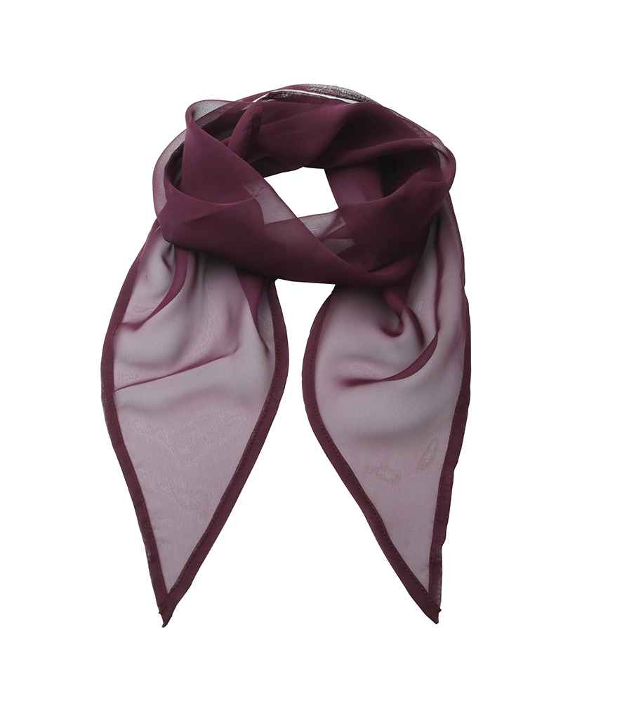 Premier 'Colours' Chiffon Scarf in ONE Aubergine by Premier — Custom branded clothing by Print Press, featuring premium embroidery produced in our specialist print lab in the UK.