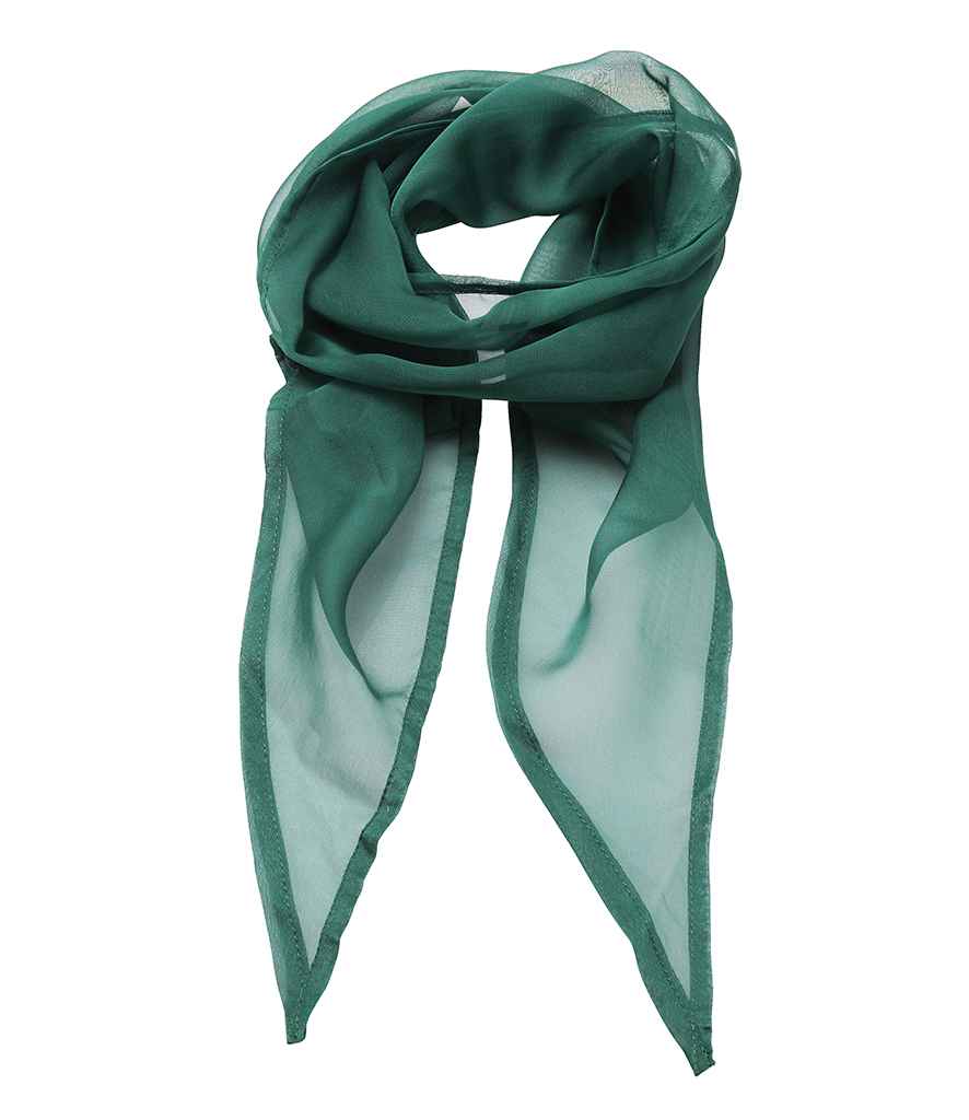 Premier 'Colours' Chiffon Scarf in ONE Bottle Green by Premier — Custom branded clothing by Print Press, featuring premium embroidery produced in our specialist print lab in the UK.