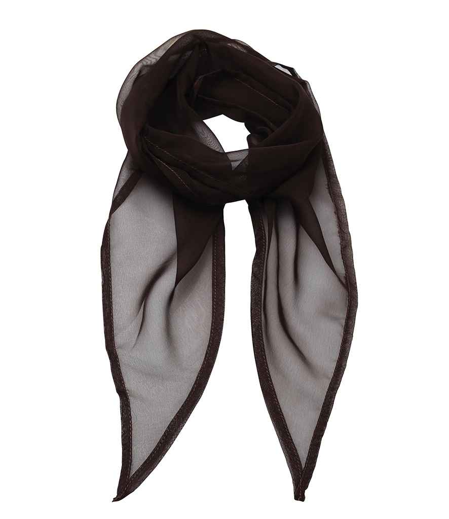 Premier 'Colours' Chiffon Scarf in ONE Brown by Premier — Custom branded clothing by Print Press, featuring premium embroidery produced in our specialist print lab in the UK.