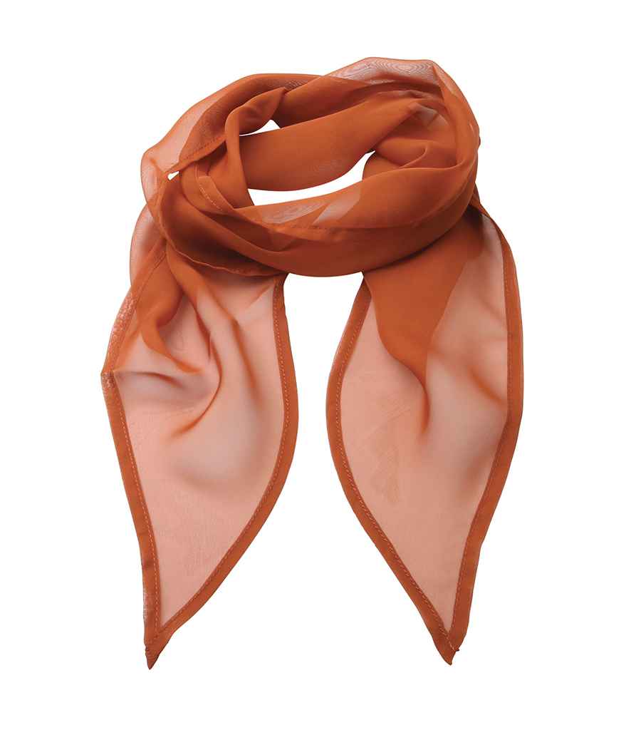 Premier 'Colours' Chiffon Scarf in ONE Chestnut by Premier — Custom branded clothing by Print Press, featuring premium embroidery produced in our specialist print lab in the UK.