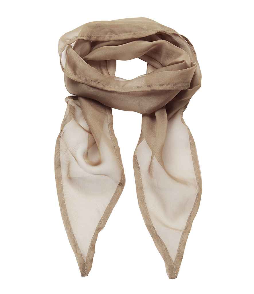 Premier 'Colours' Chiffon Scarf in ONE Khaki by Premier — Custom branded clothing by Print Press, featuring premium embroidery produced in our specialist print lab in the UK.