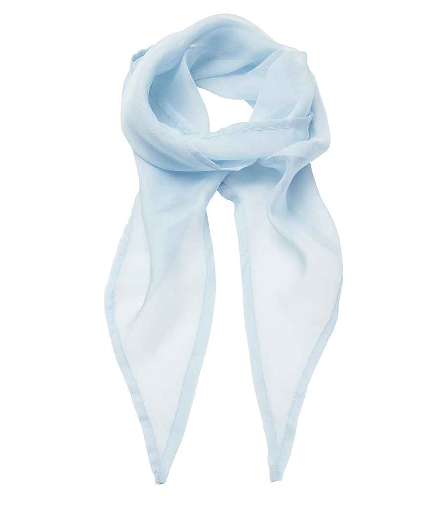 Premier 'Colours' Chiffon Scarf in ONE Light Blue by Premier — Custom branded clothing by Print Press, featuring premium embroidery produced in our specialist print lab in the UK.