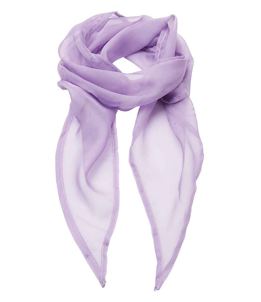 Premier 'Colours' Chiffon Scarf in ONE Lilac by Premier — Custom branded clothing by Print Press, featuring premium embroidery produced in our specialist print lab in the UK.