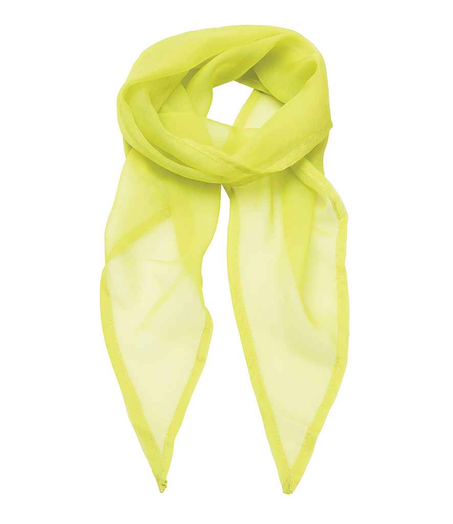 Premier 'Colours' Chiffon Scarf in ONE Lime Green by Premier — Custom branded clothing by Print Press, featuring premium embroidery produced in our specialist print lab in the UK.