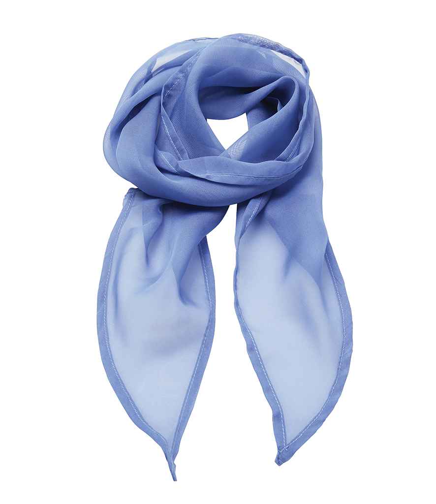 Premier 'Colours' Chiffon Scarf in ONE Mid Blue by Premier — Custom branded clothing by Print Press, featuring premium embroidery produced in our specialist print lab in the UK.