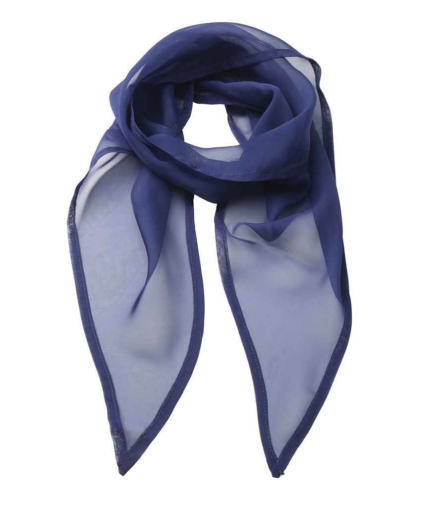 Premier 'Colours' Chiffon Scarf in ONE Marine Blue by Premier — Custom branded clothing by Print Press, featuring premium embroidery produced in our specialist print lab in the UK.