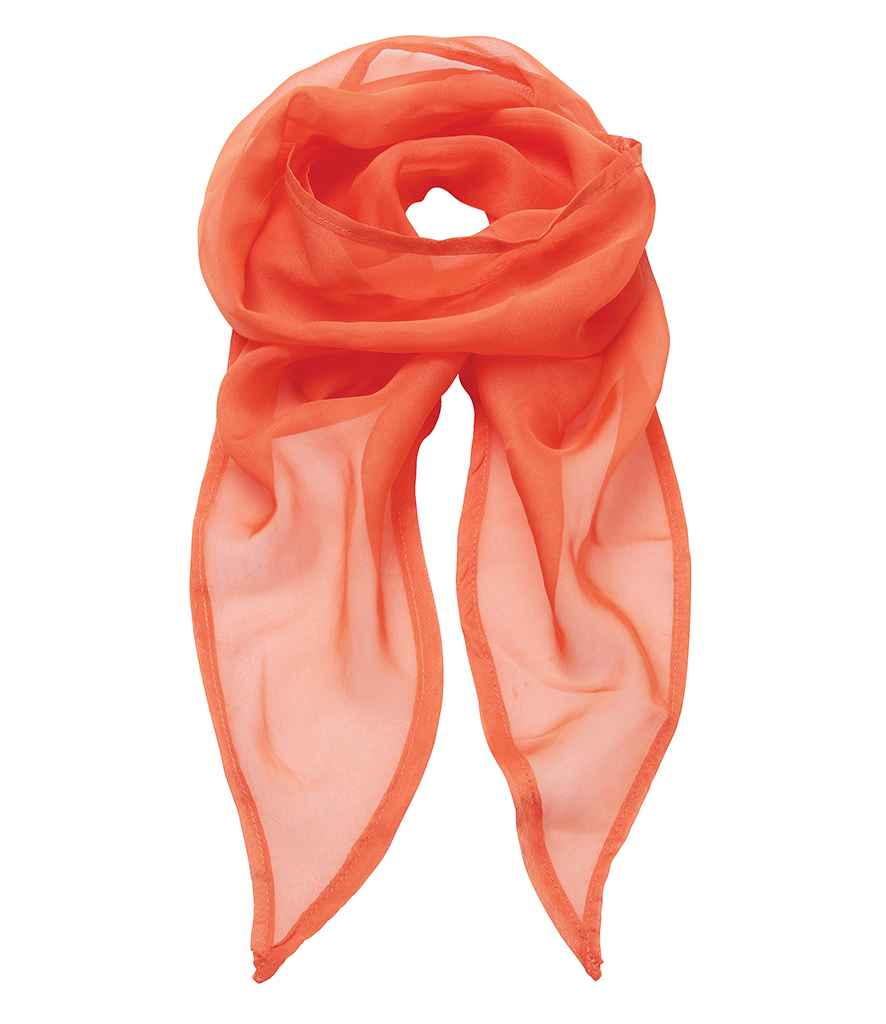 Premier 'Colours' Chiffon Scarf in ONE Orange by Premier — Custom branded clothing by Print Press, featuring premium embroidery produced in our specialist print lab in the UK.